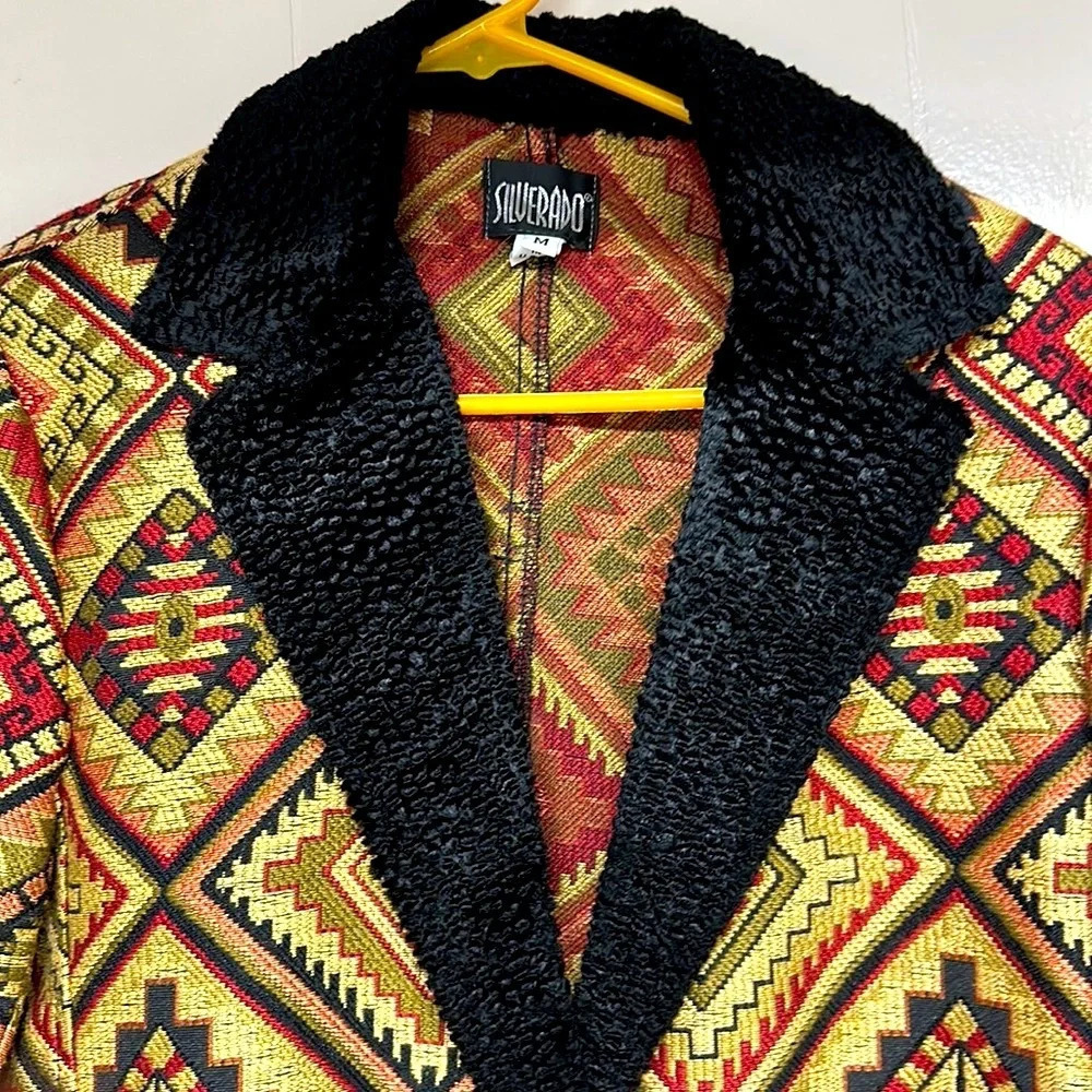 Vintage Silverado Tapestry Jacket Native American Print Made in USA - Picture 4 of 11